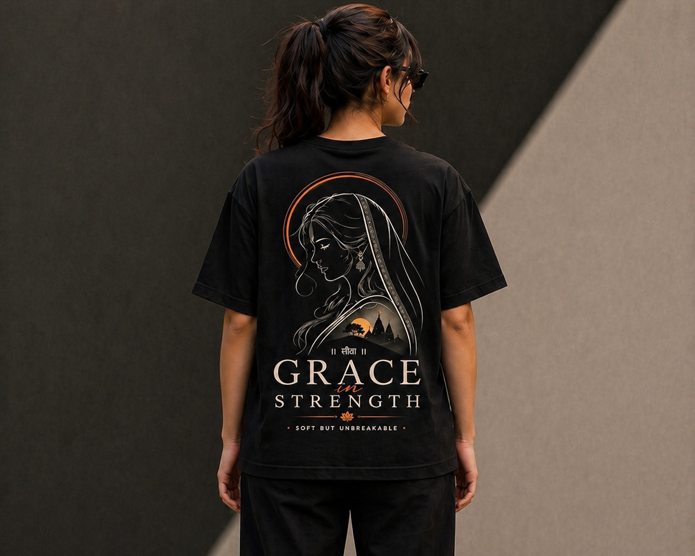 Hanumace “Grace in Strength” Oversized Tee – Black Edition
