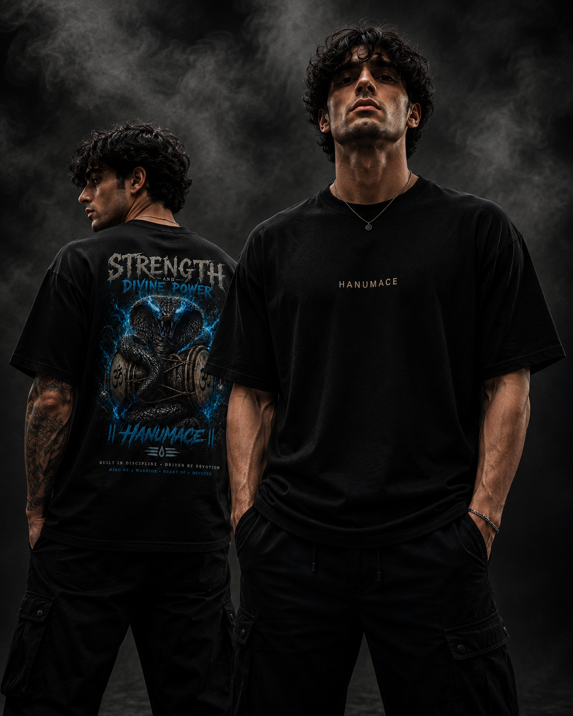 Hanumace Strength & Divine Power Oversized T-Shirt (Black)