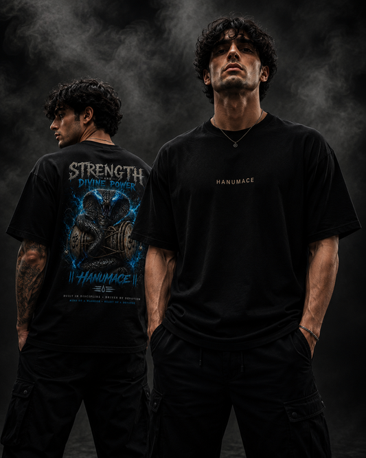 Hanumace Strength & Divine Power Oversized T-Shirt (Black)